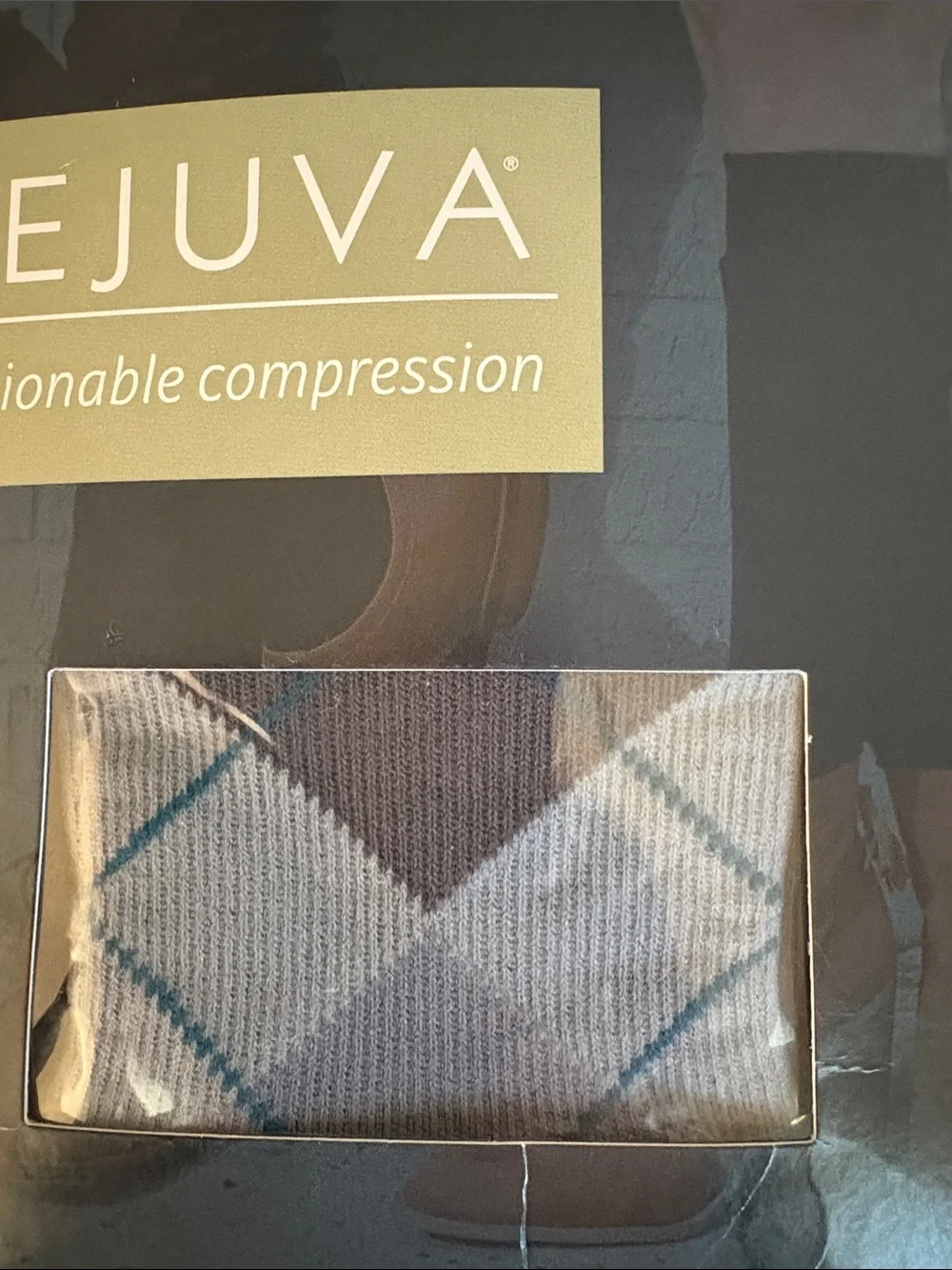 Rejuva Calf Argyle Smoke Compression Socks, NWT, Size Small